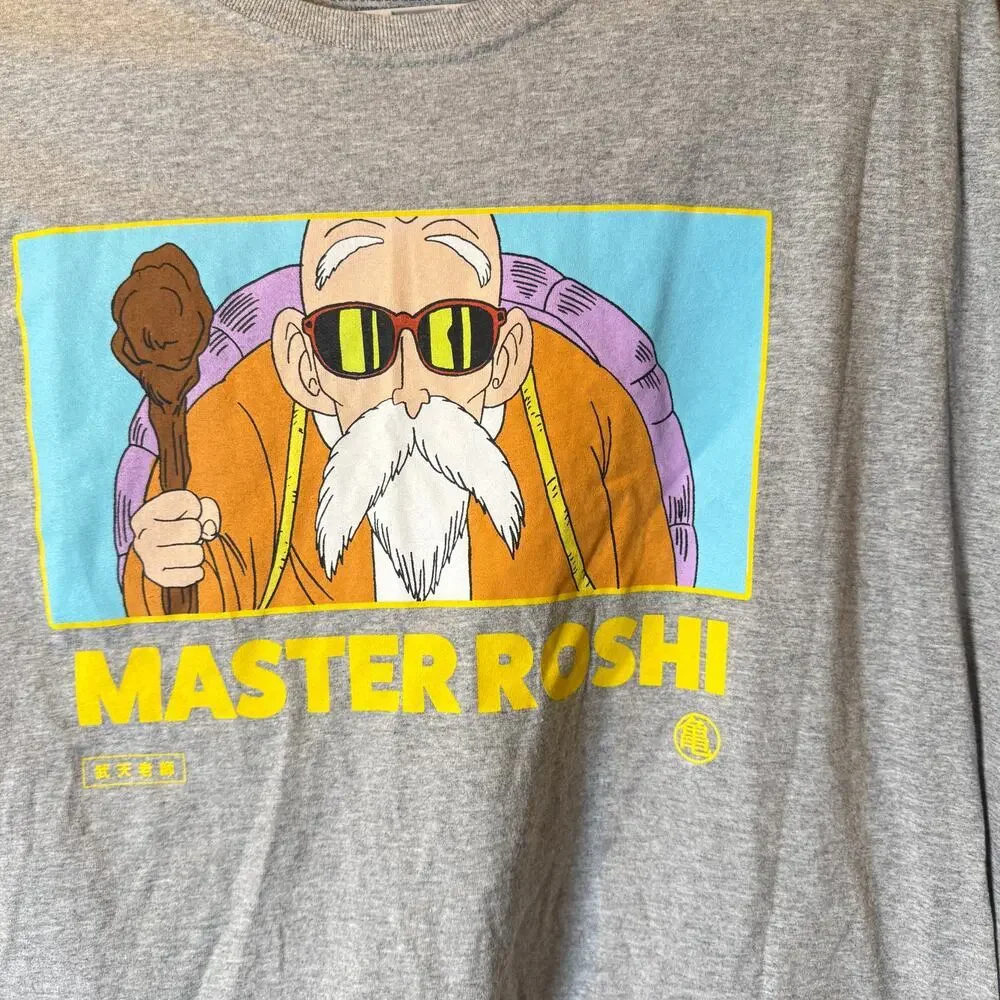 Dragon Ball Z Master Roshi Graphic T Shirt Gray XL Anime Funimation Toei